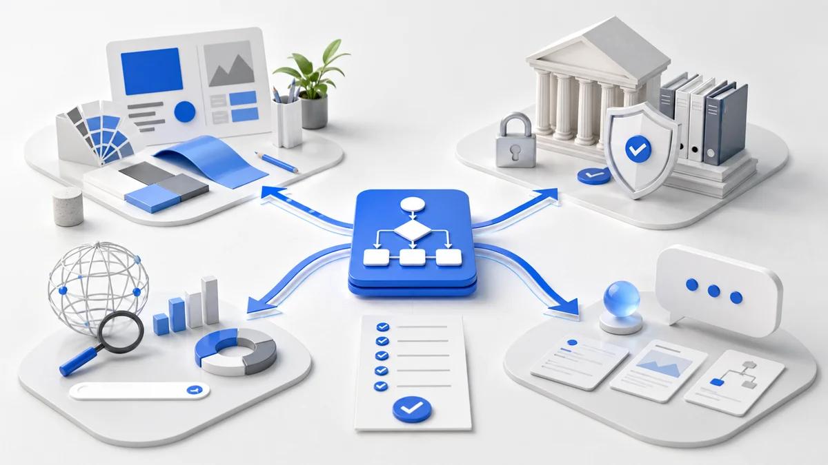 A marketing workflow table splitting into several replacement paths for Jasper