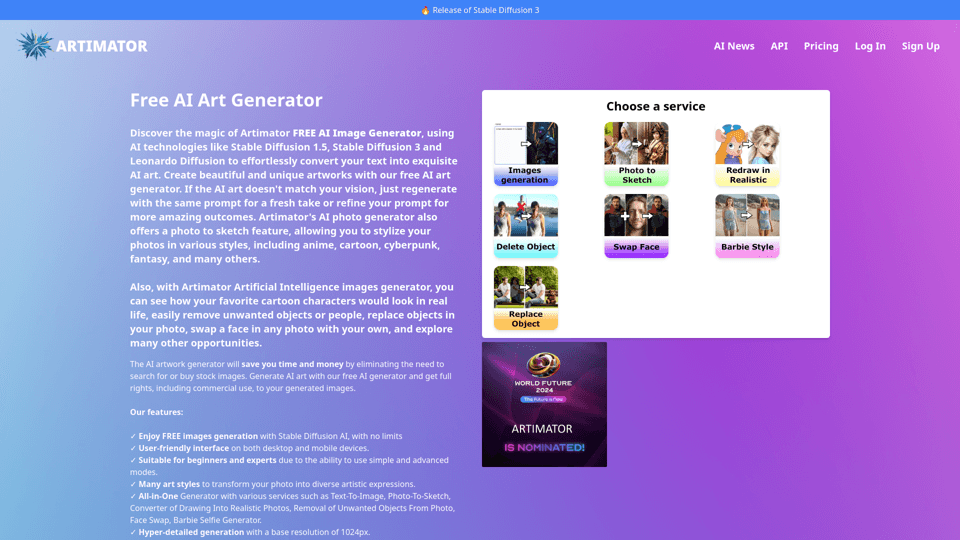 Artimator - Free AI Art Generator