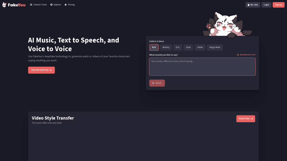 FakeYou - Deep Fake Text to Speech