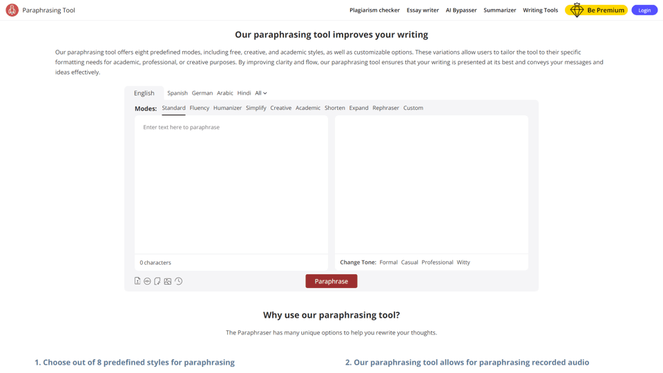 Paraphrasing Tool AI