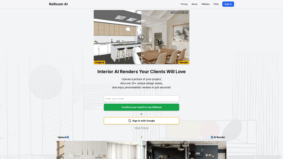 ReRoom AI - Photorealistic Renders for Interior Design