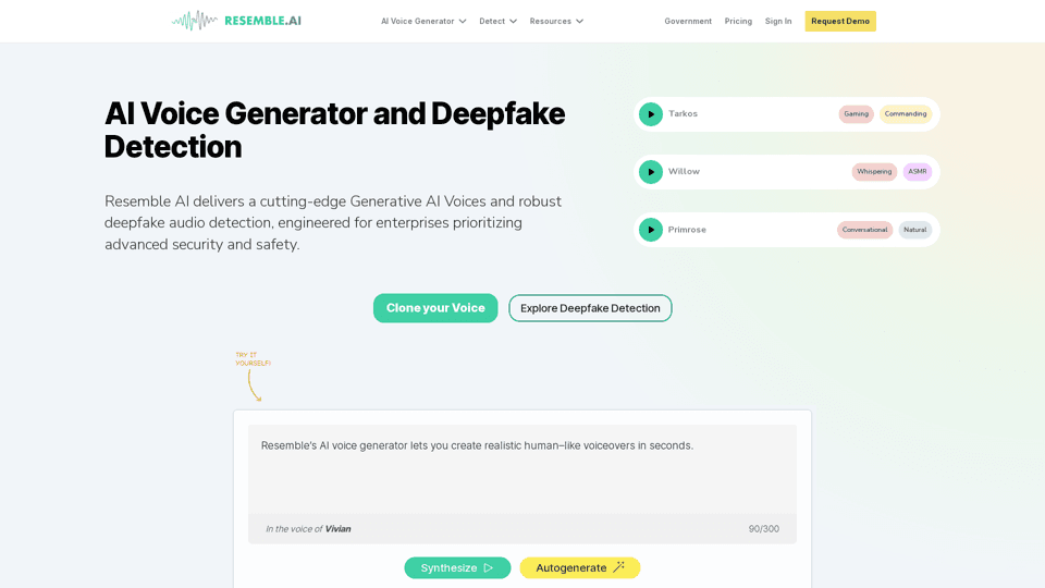Resemble AI Voice Generator with Text-to-Speech and Speech-to-Speech