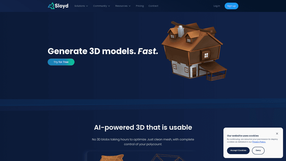 Sloyd - Generate 3D. Fast.