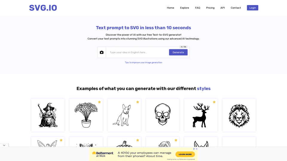 Free AI - Text prompt to SVG illustration
