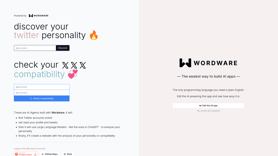 Twitter Personality - AI Agent by Wordware