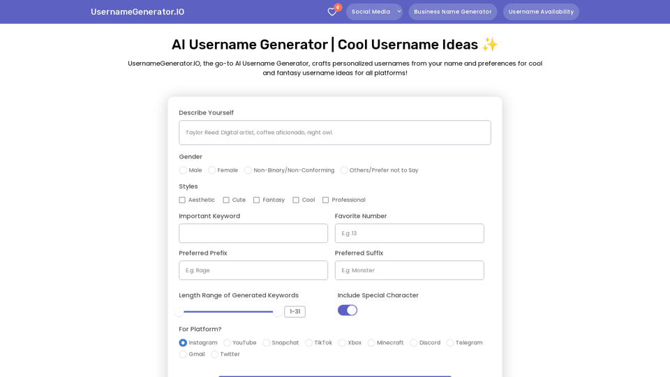 UsernameGenerator.IO