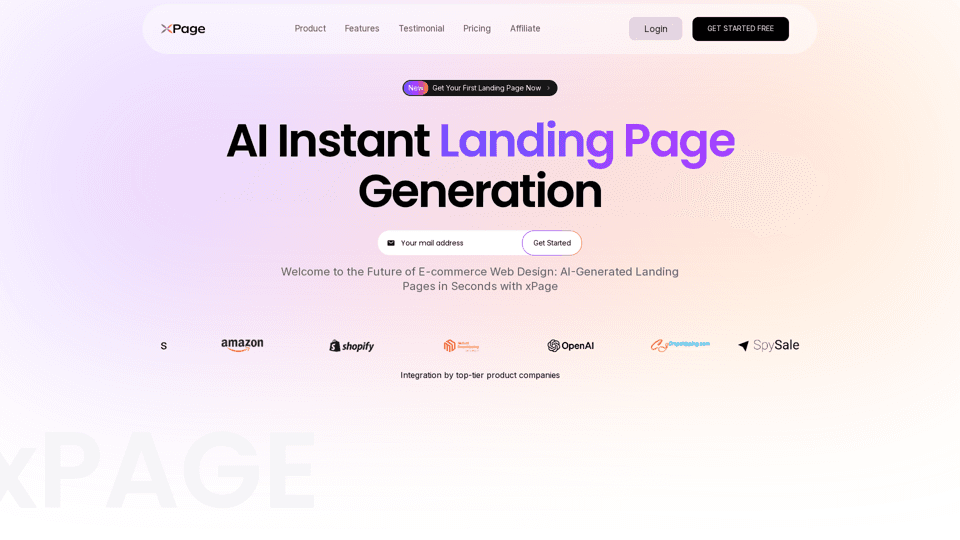 xPage - AI Ecommerce Landing Page Generator