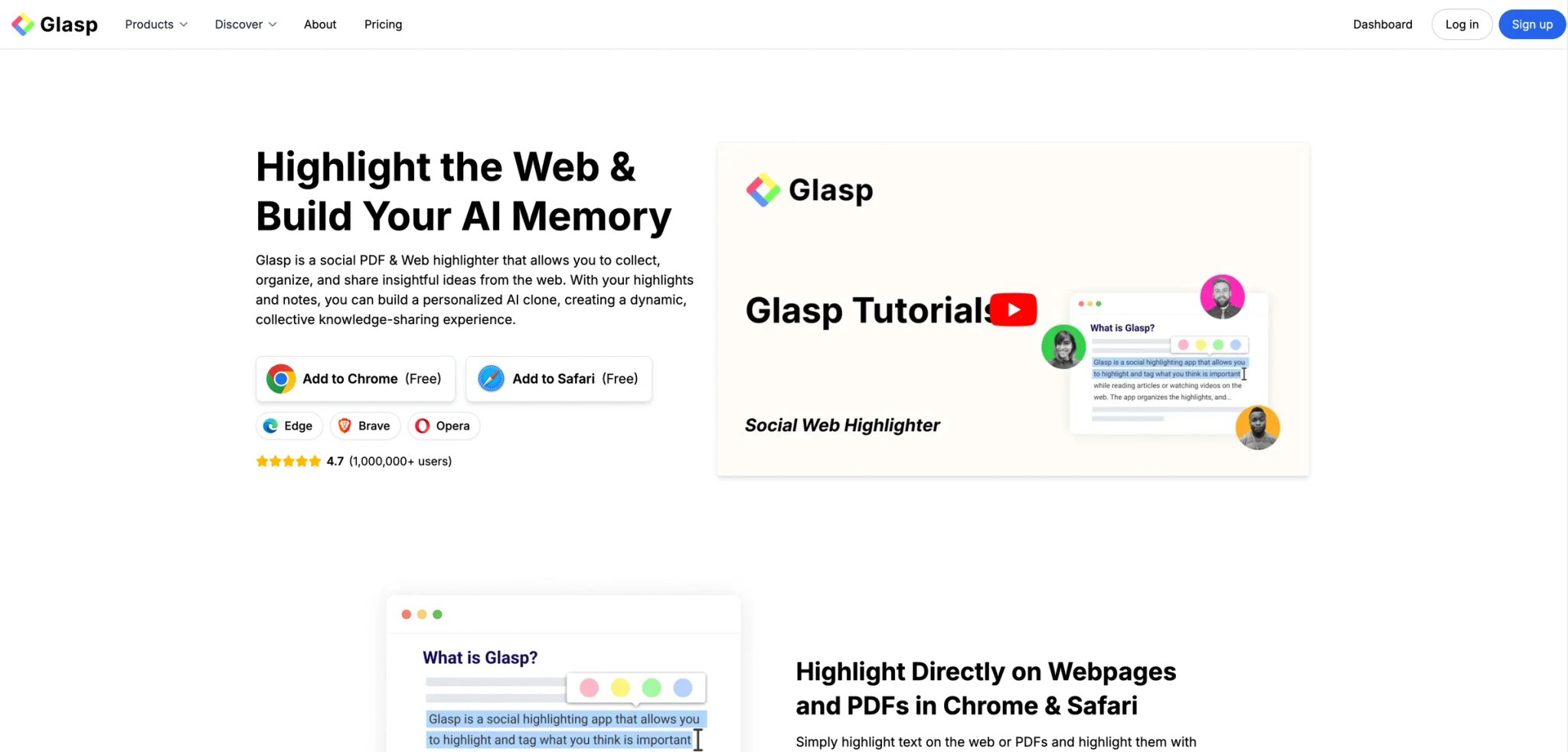 Glasp interface showing highlights and AI summaries together
