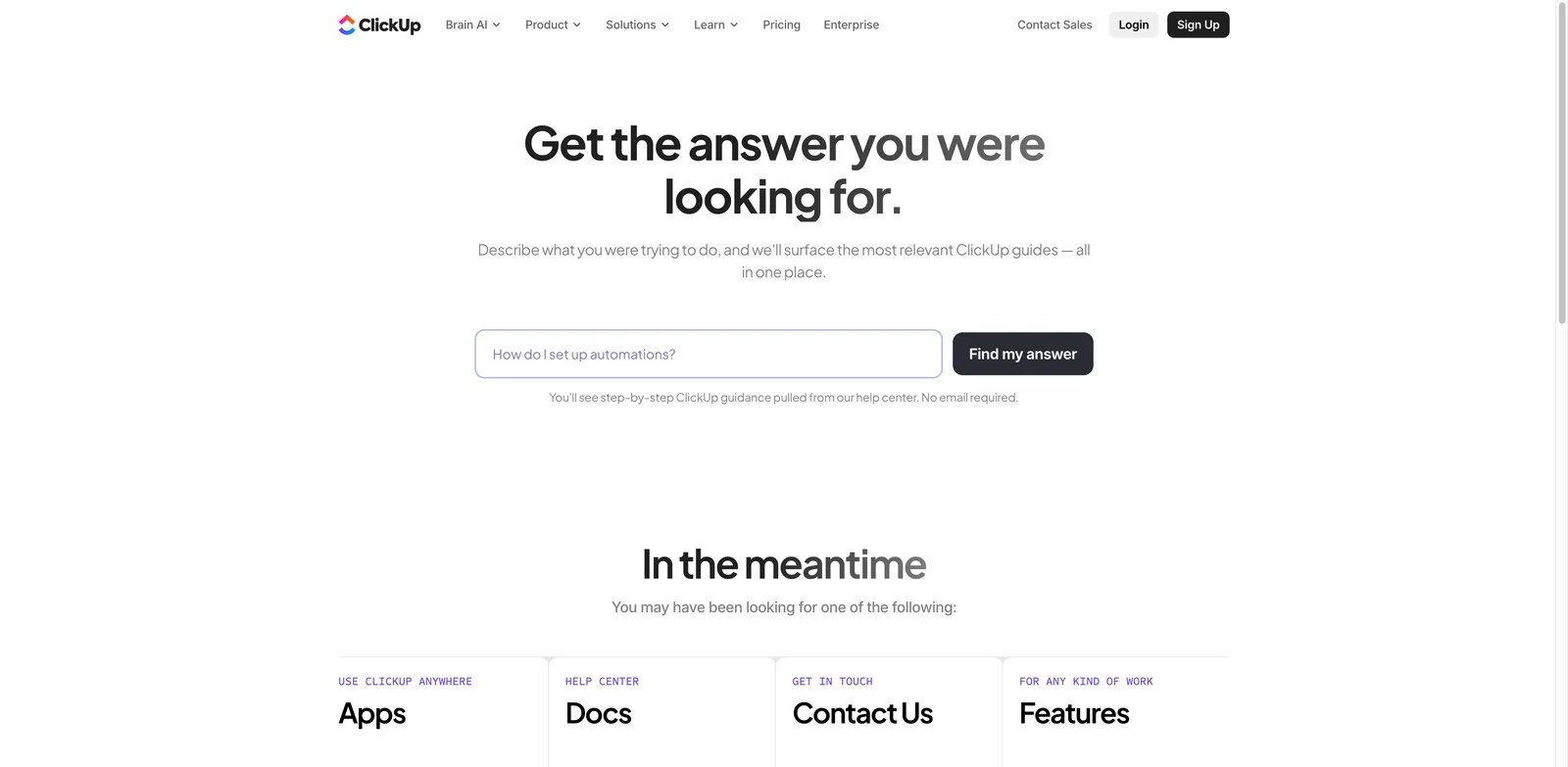 ClickUp Brain interface showing AI assistant