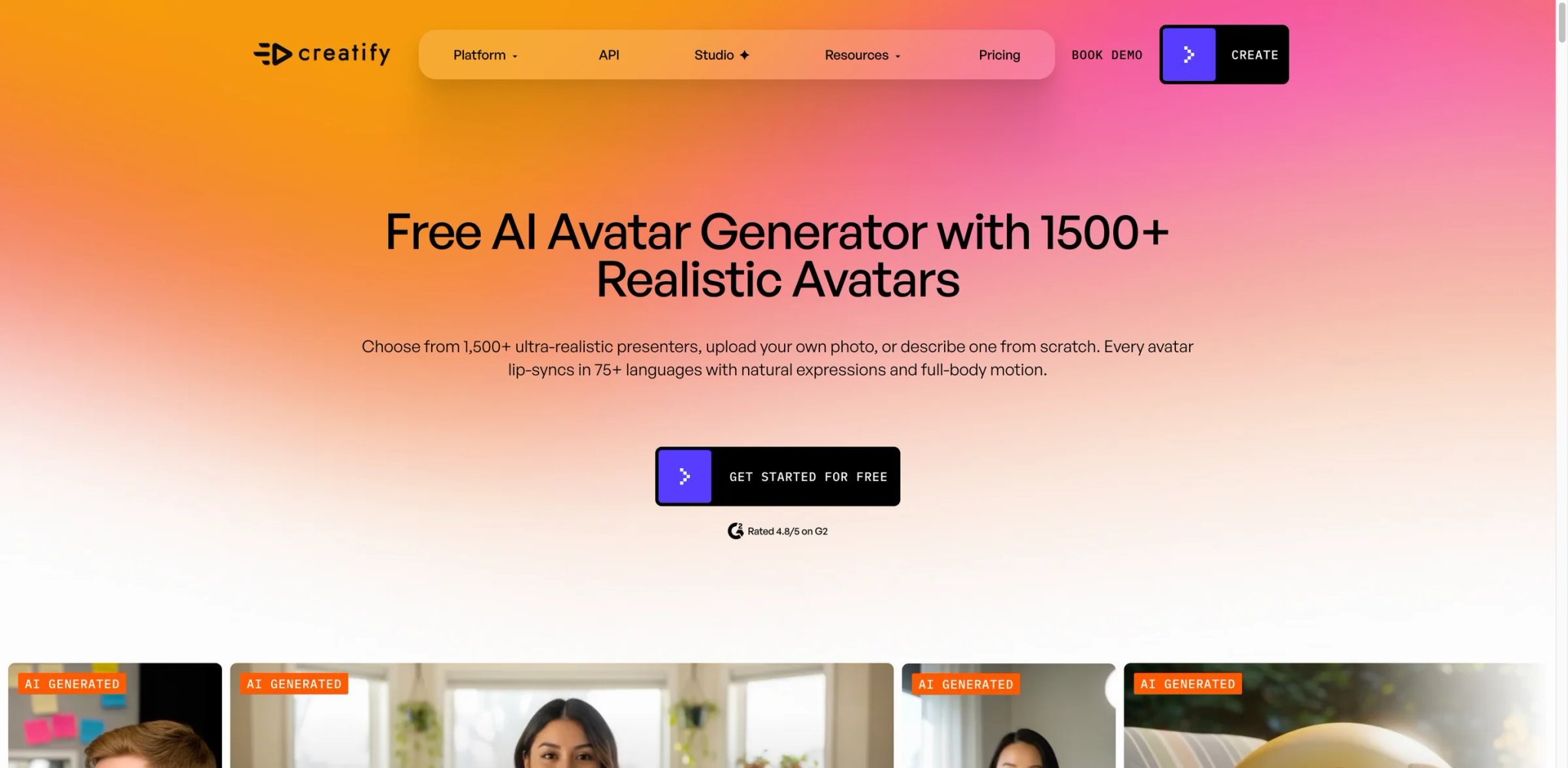 Creatify interface showing ad avatar workflow