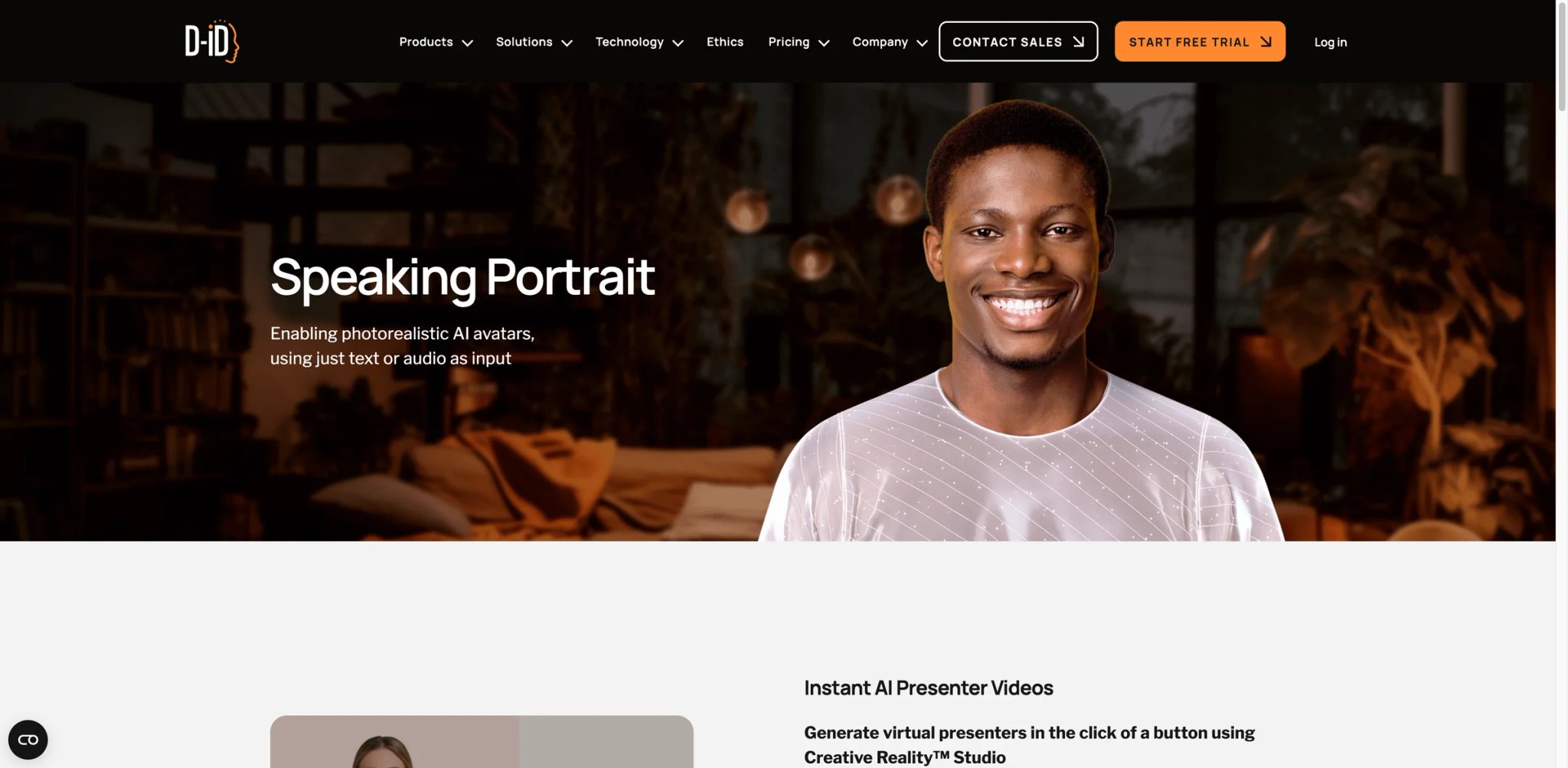 D-ID interface showing photo-to-talking-head editor