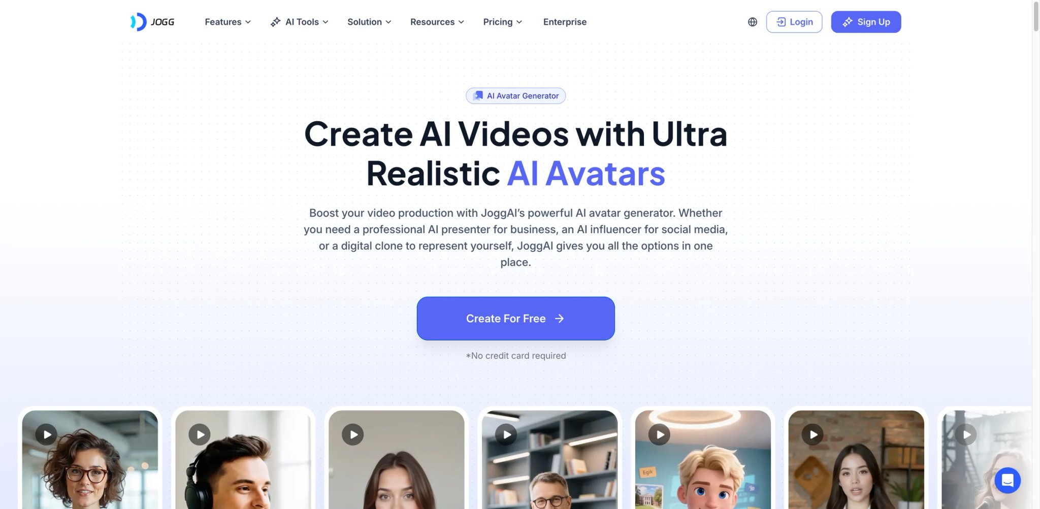 Jogg AI interface showing URL-to-video ad generator