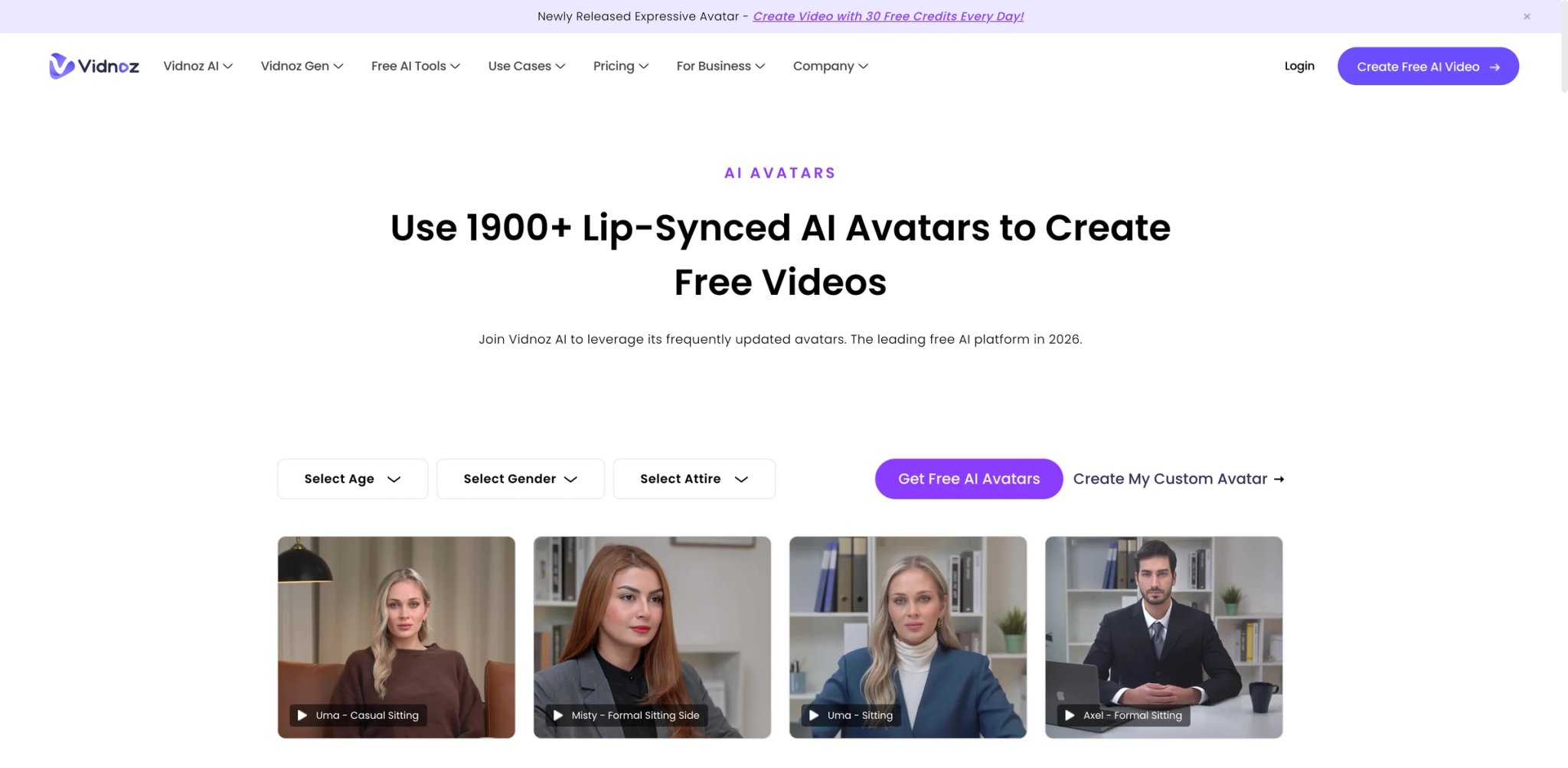 Vidnoz interface showing avatar scene editor