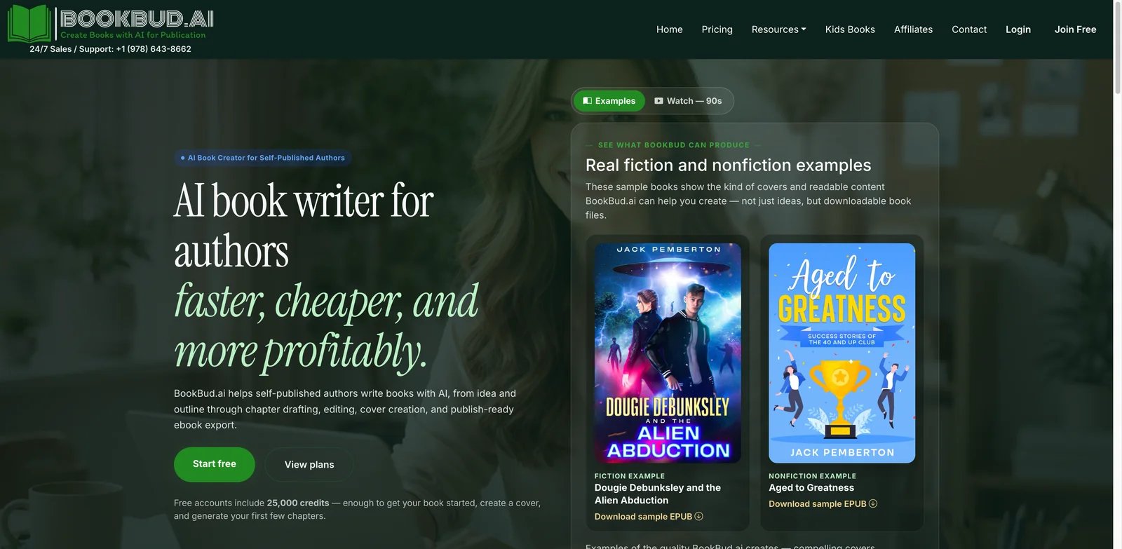 BookBud.ai interface showing self-publishing book workflow