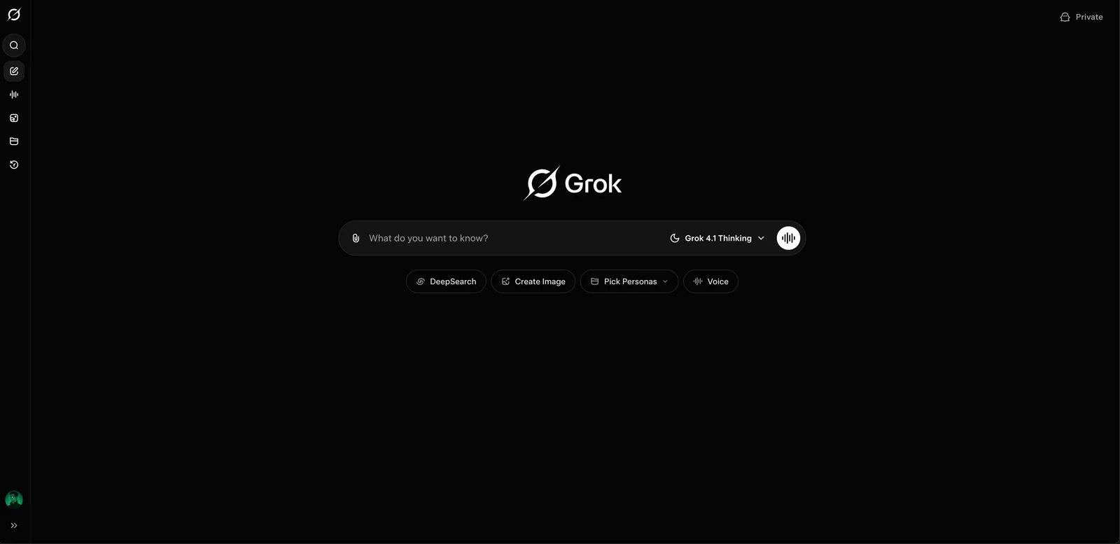 Grok interface showing conversational AI assistant experience