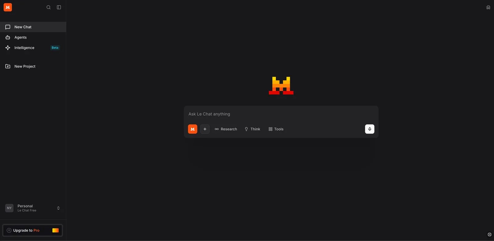 Mistral AI Le Chat interface showing conversational assistant