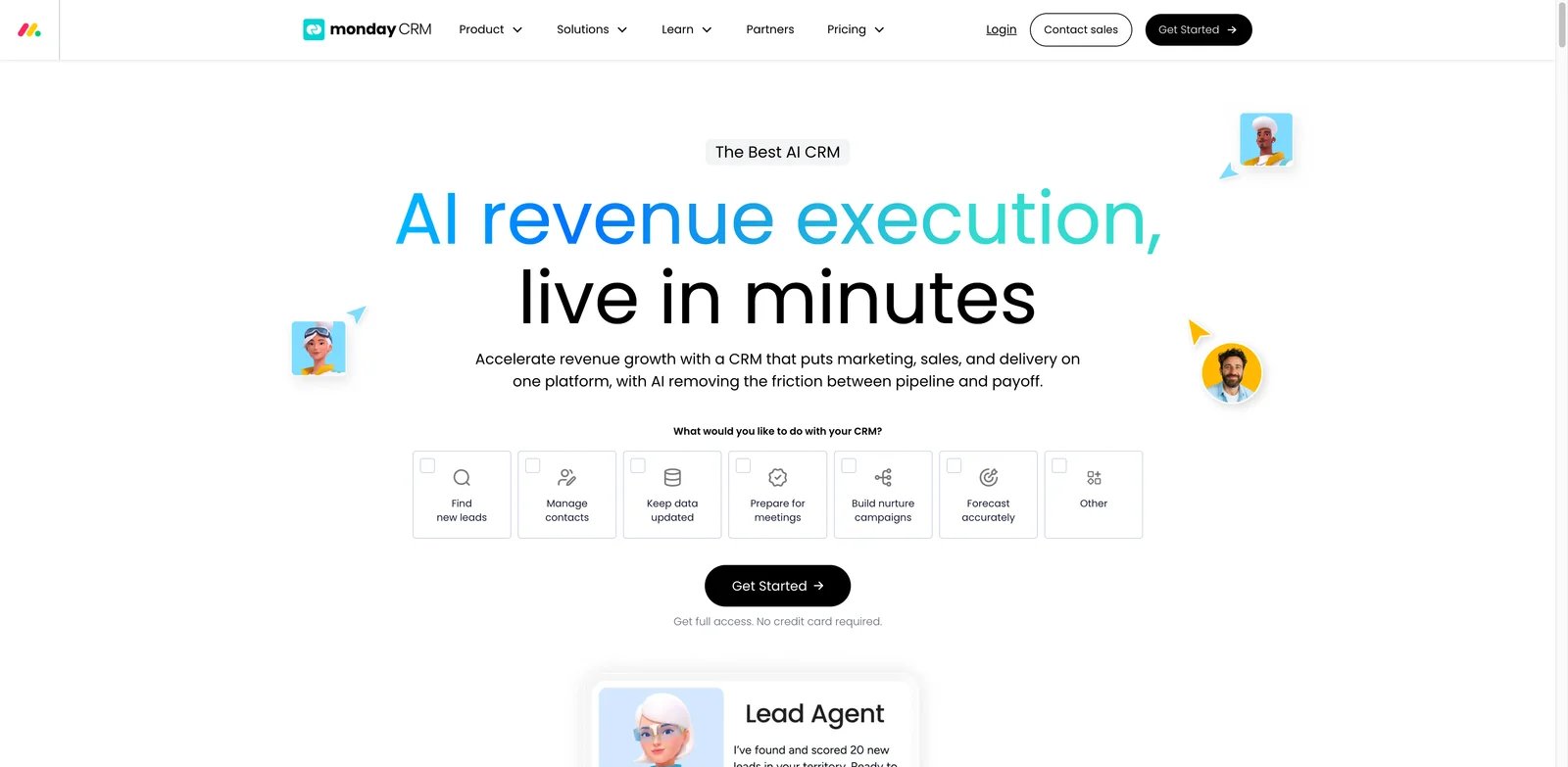 monday CRM interface showing configurable AI sales pipeline