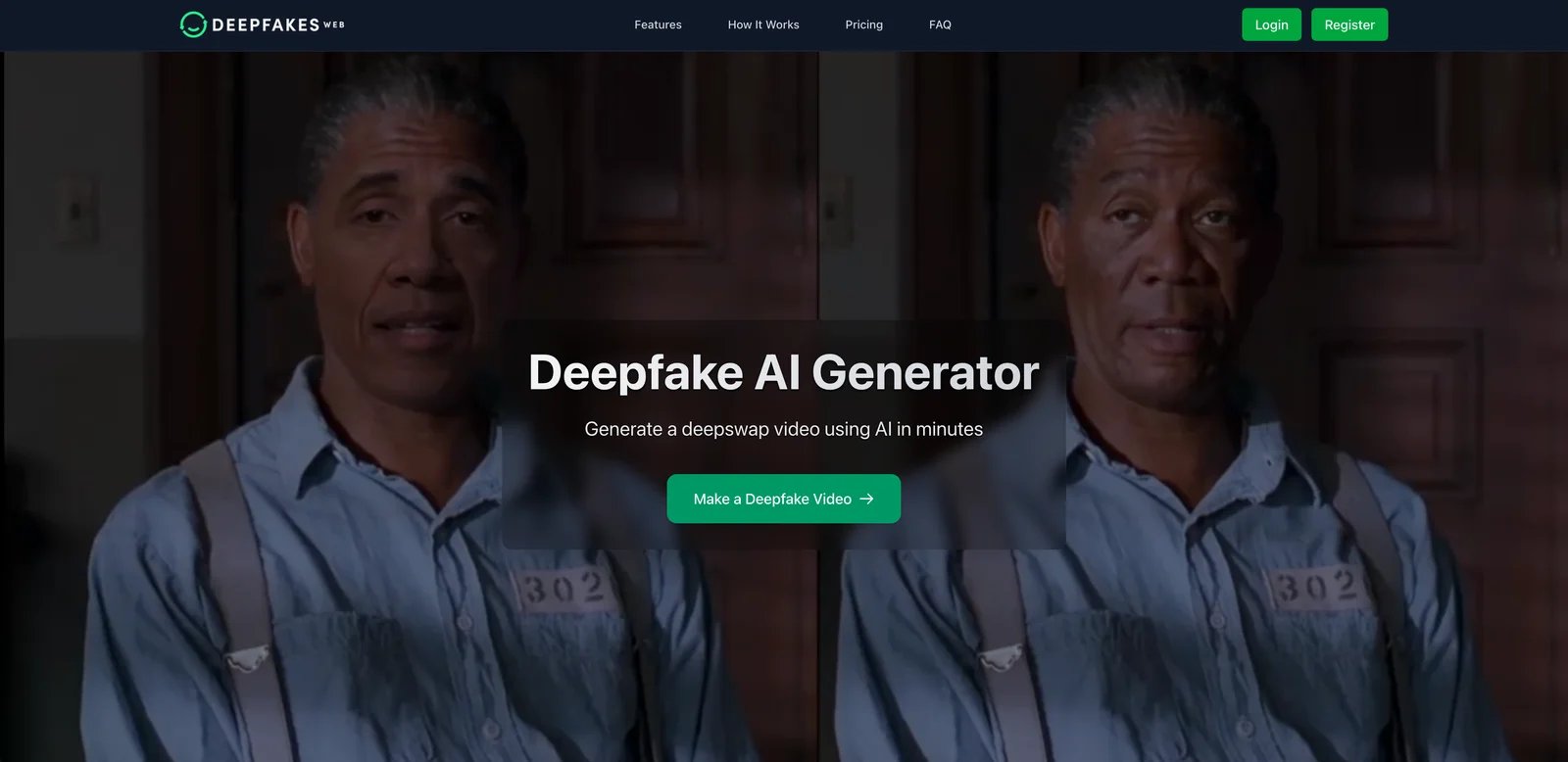 Deepfakes Web interface showing online deepfake creation