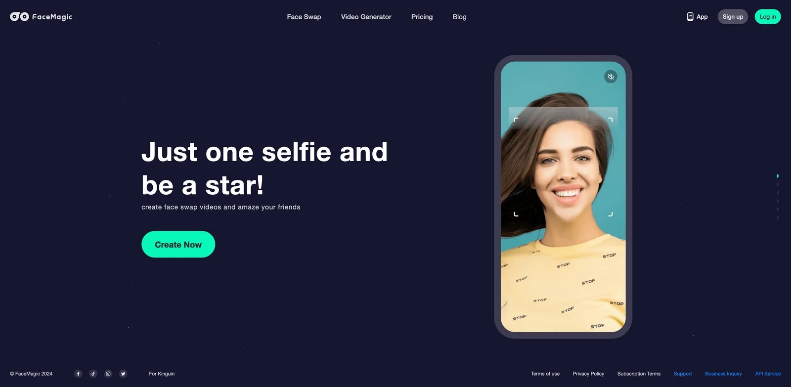 FaceMagic interface showing template-driven face swap