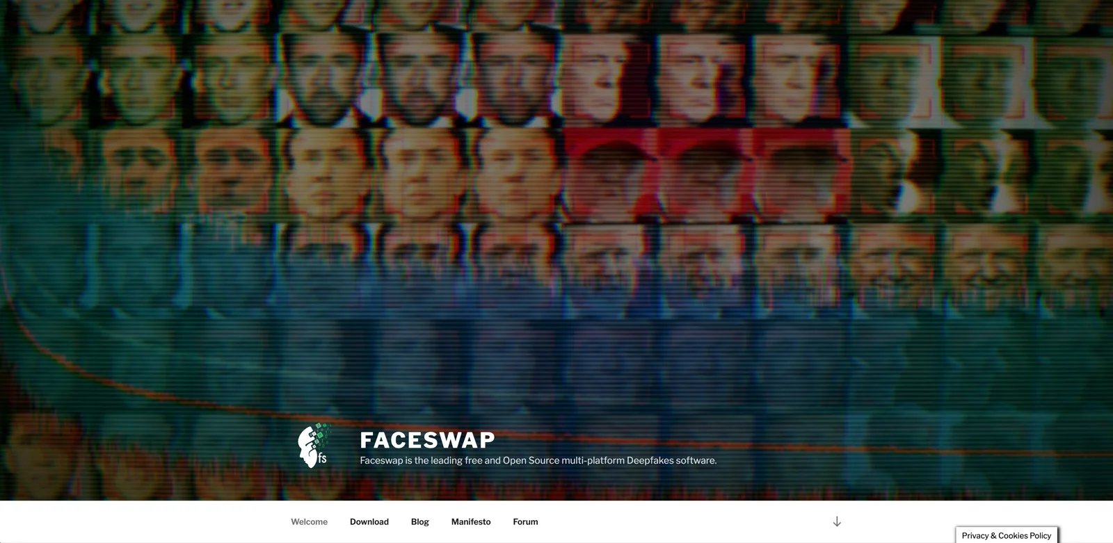 Faceswap interface showing open-source deepfake software