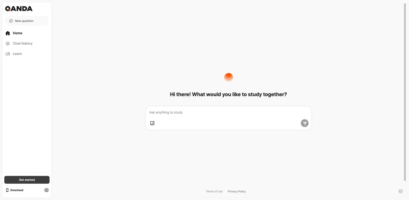 QANDA interface showing photo-based AI homework help