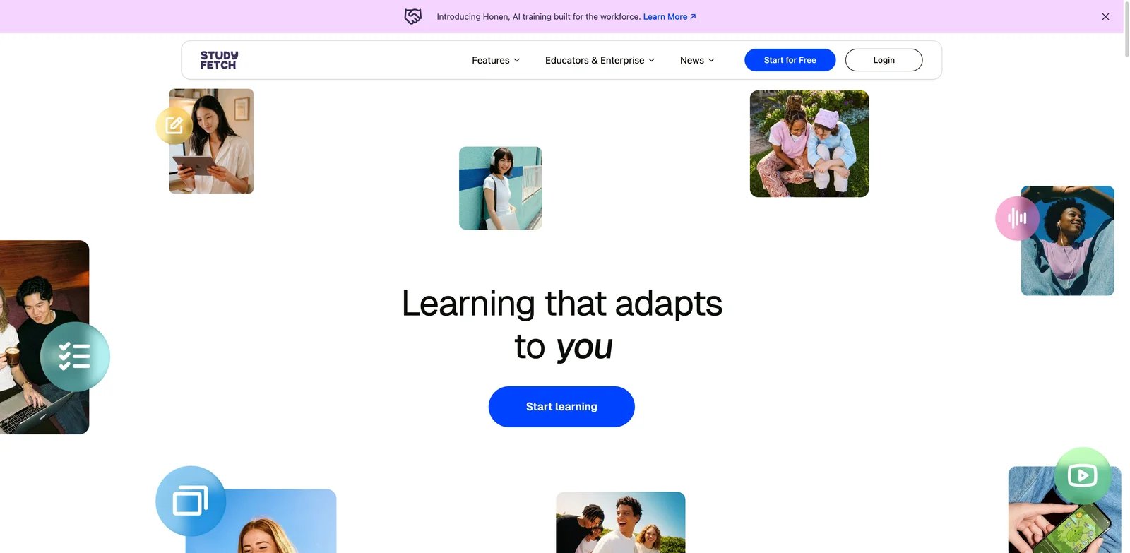 StudyFetch interface showing AI tutor and study plan from course materials