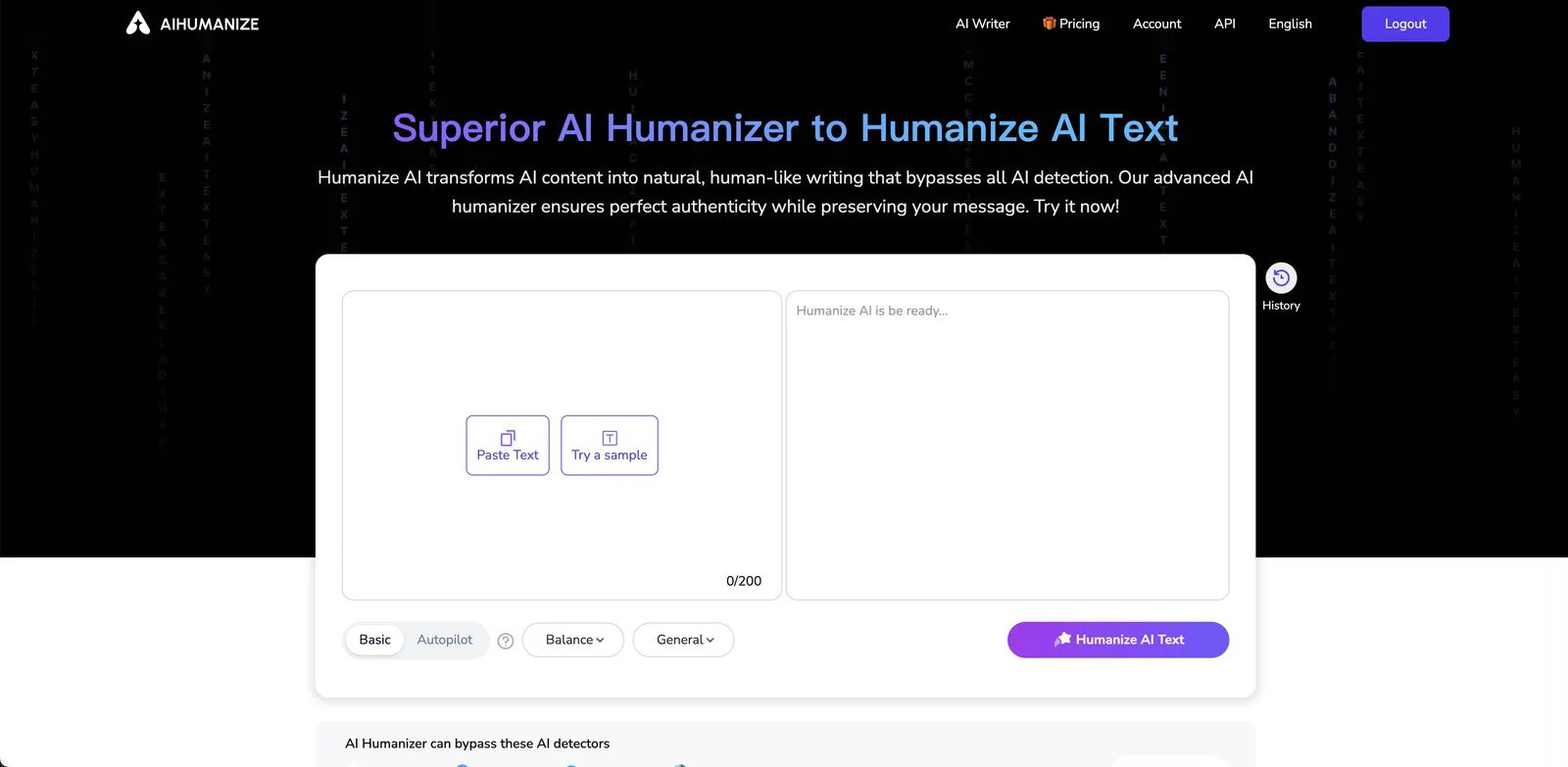 AIHumanize.io interface showing style customization options