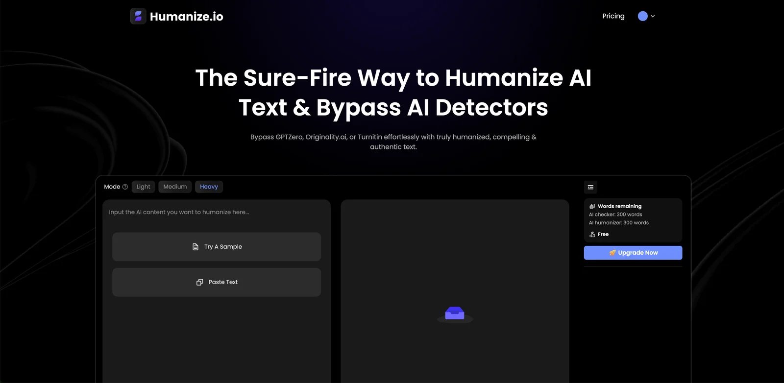 Humanize.io interface demonstrating beginner-friendly design