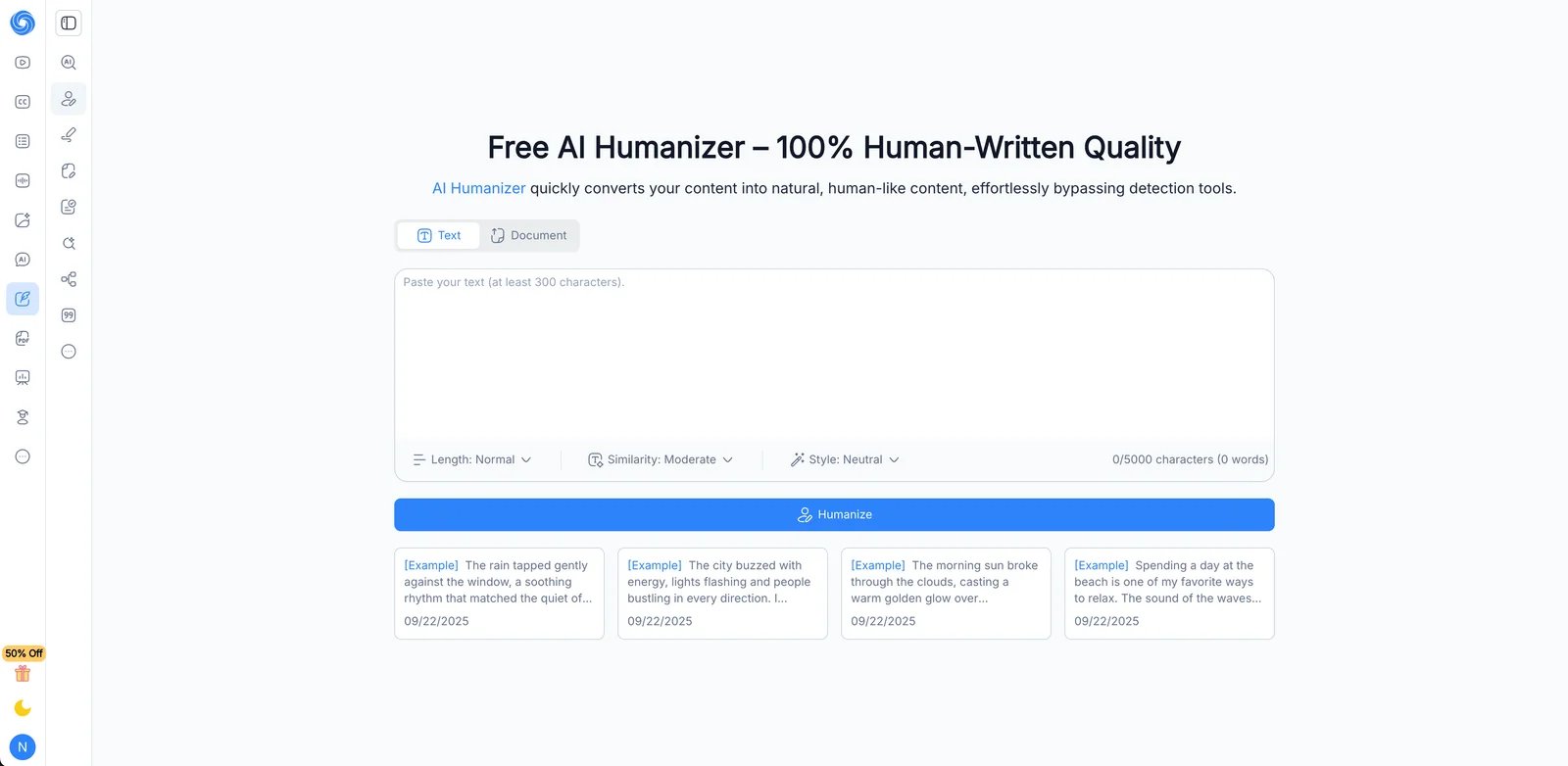 NoteGPT AI Humanizer interface showing note processing features