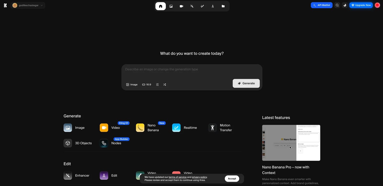 KREA real-time generation interface