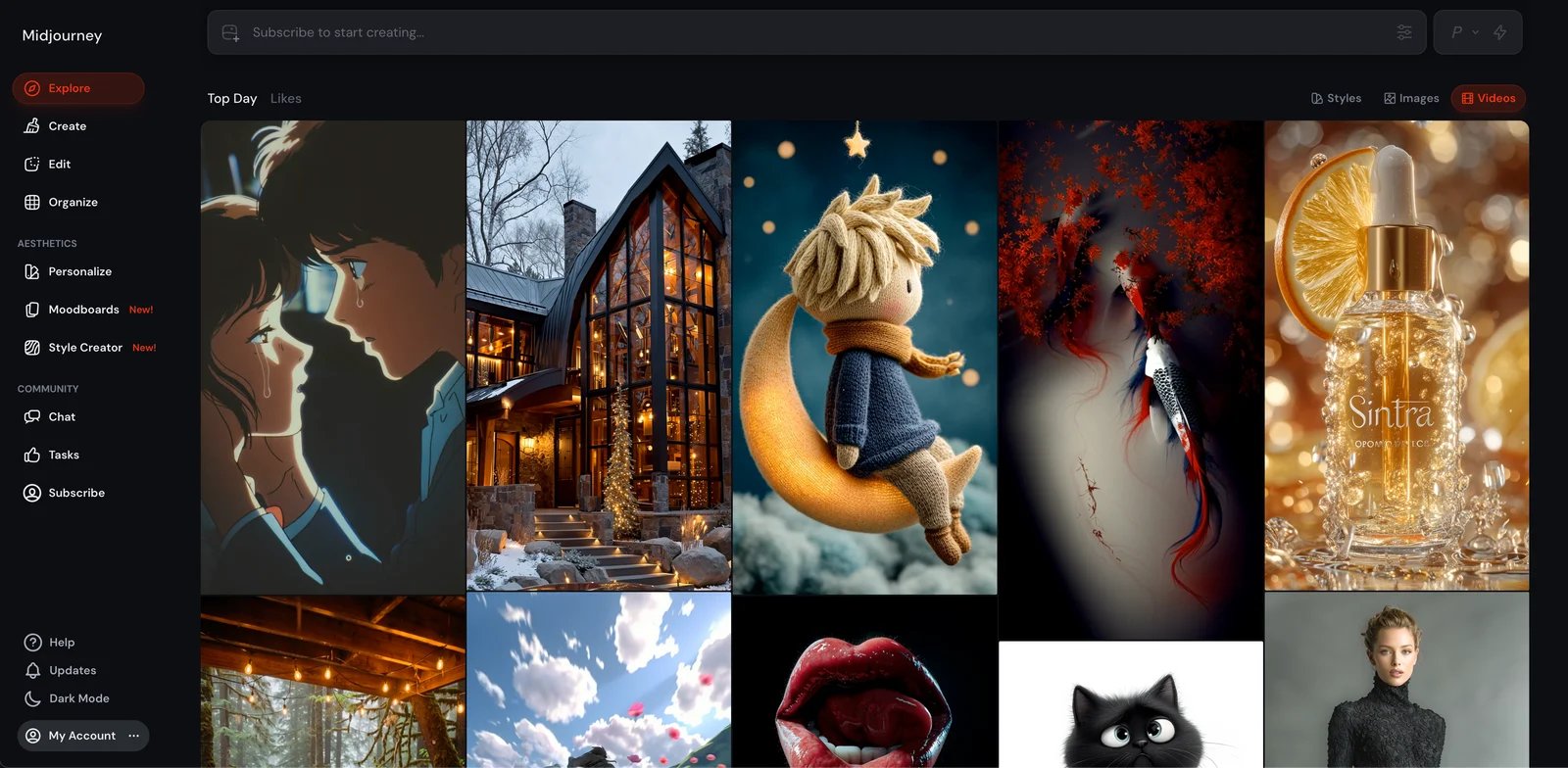 MidJourney interface