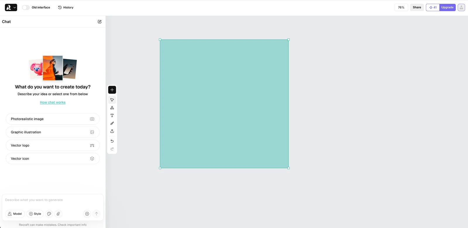 Recraft AI brand design interface showing style consistency controls