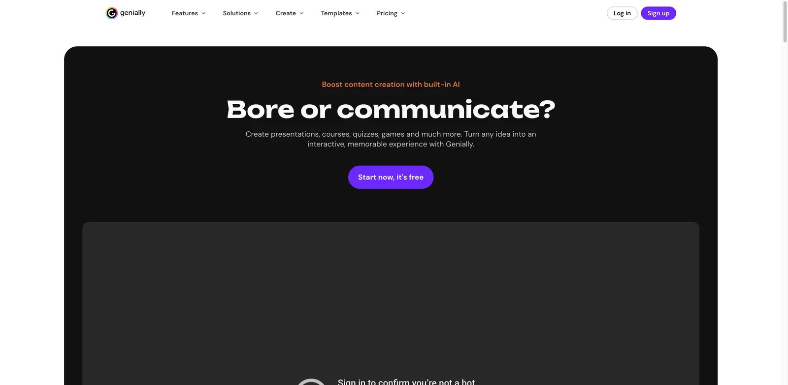 Genially interface showing interactive AI infographic content