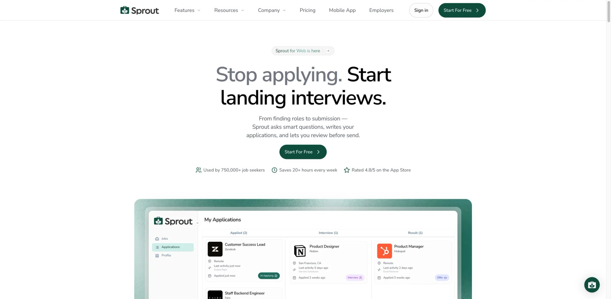 Sprout interface