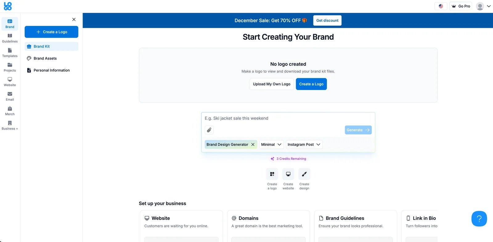 LOGO.com interface showing AI logo generation workflow