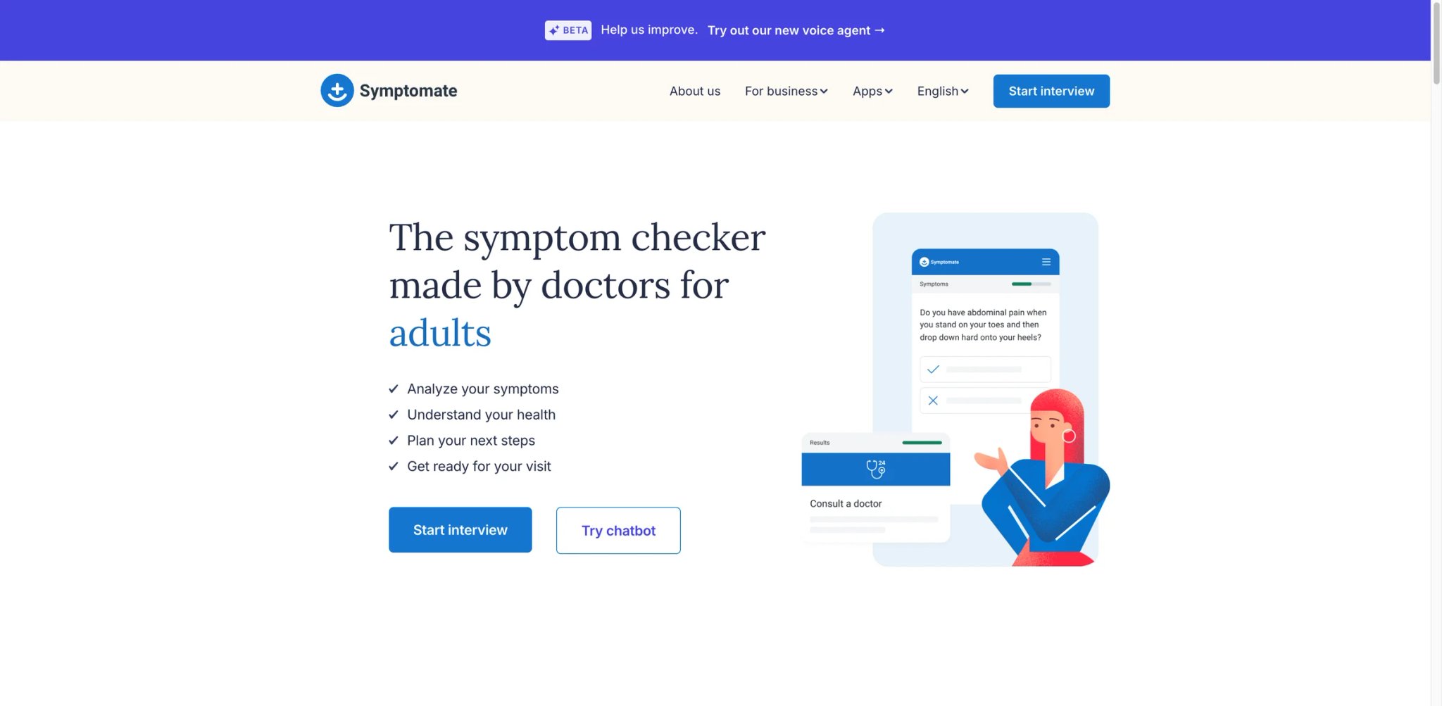Symptomate interface