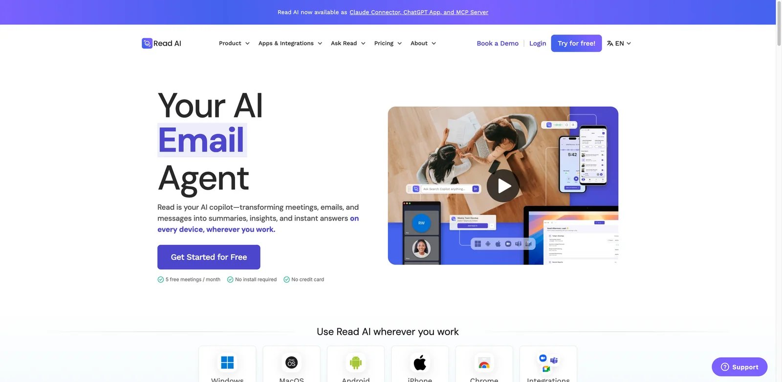 Read AI interface showing meeting engagement sentiment and AI summaries