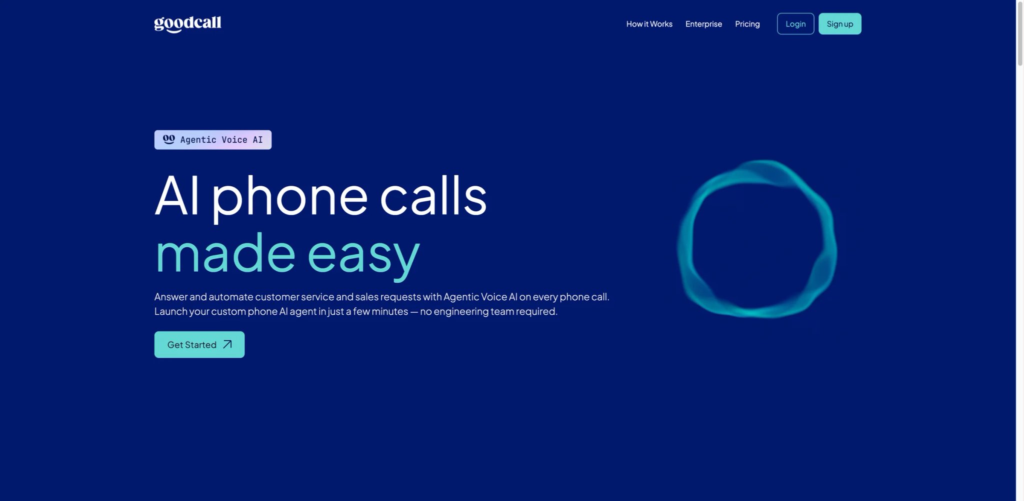 Goodcall interface showing an AI phone agent configuration with Google Business Profile data and lead capture