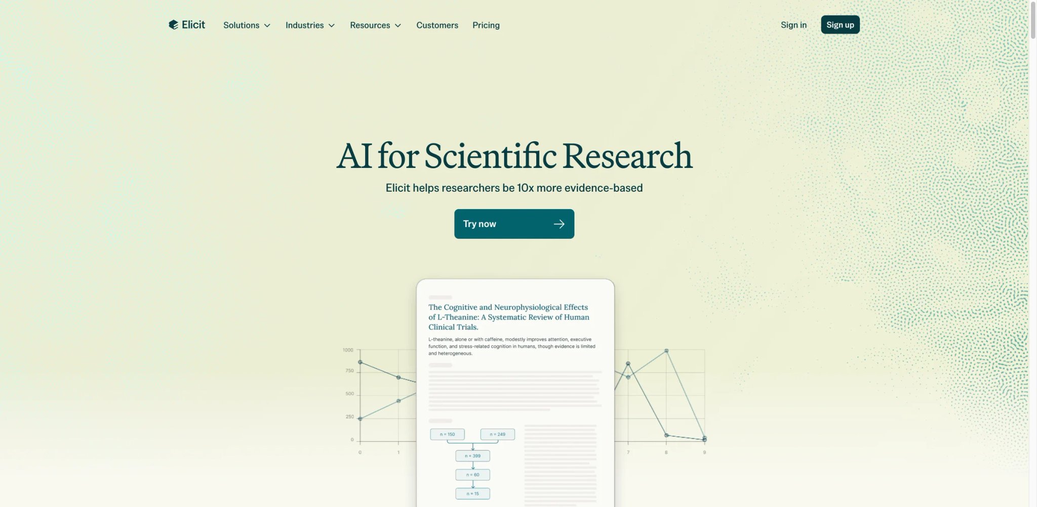 Elicit interface showing a structured literature review extraction matrix