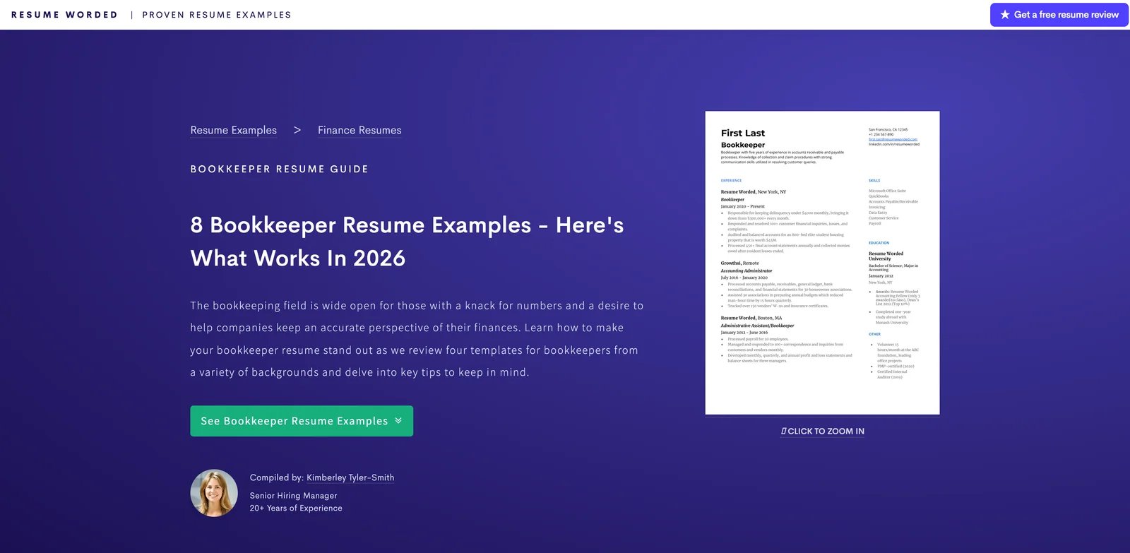 Resume Worded AI resume review interface