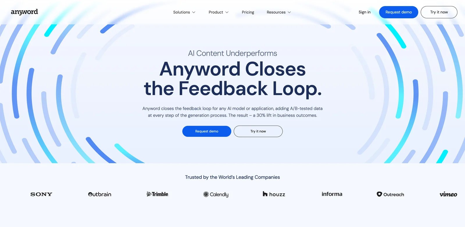 Anyword interface showing performance predictions
