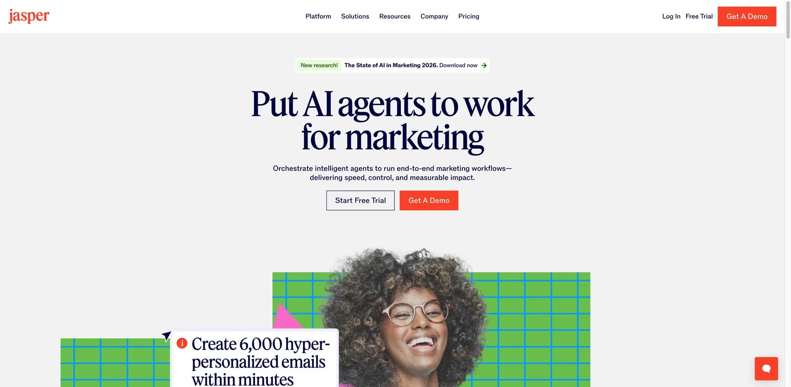 Jasper interface showing marketing content generation