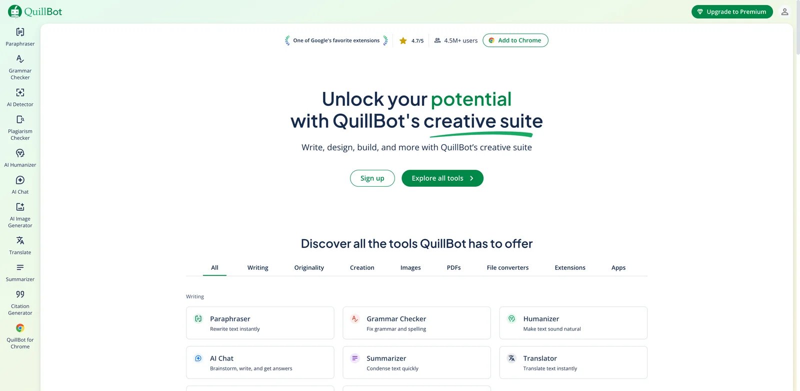 QuillBot interface showing paraphrasing modes