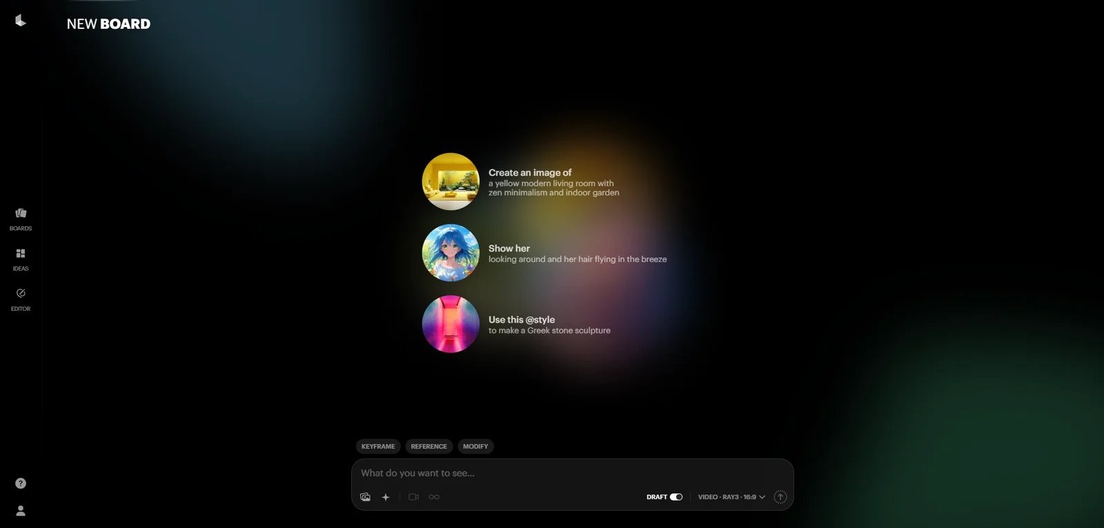 Luma Dream Machine interface showing image-to-video generation with keyframe controls