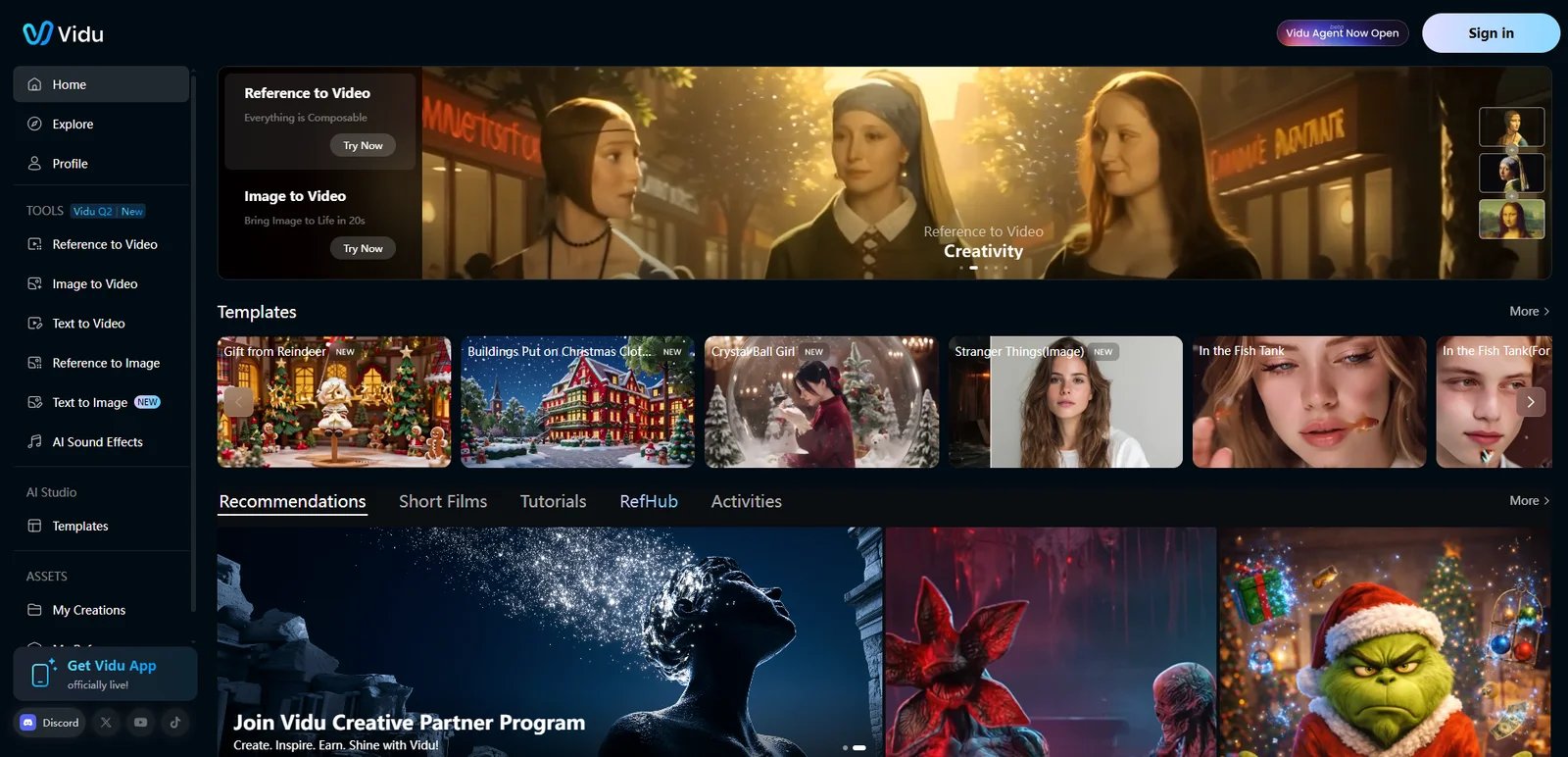 Vidu AI interface showing multi-reference consistency controls and generation modes
