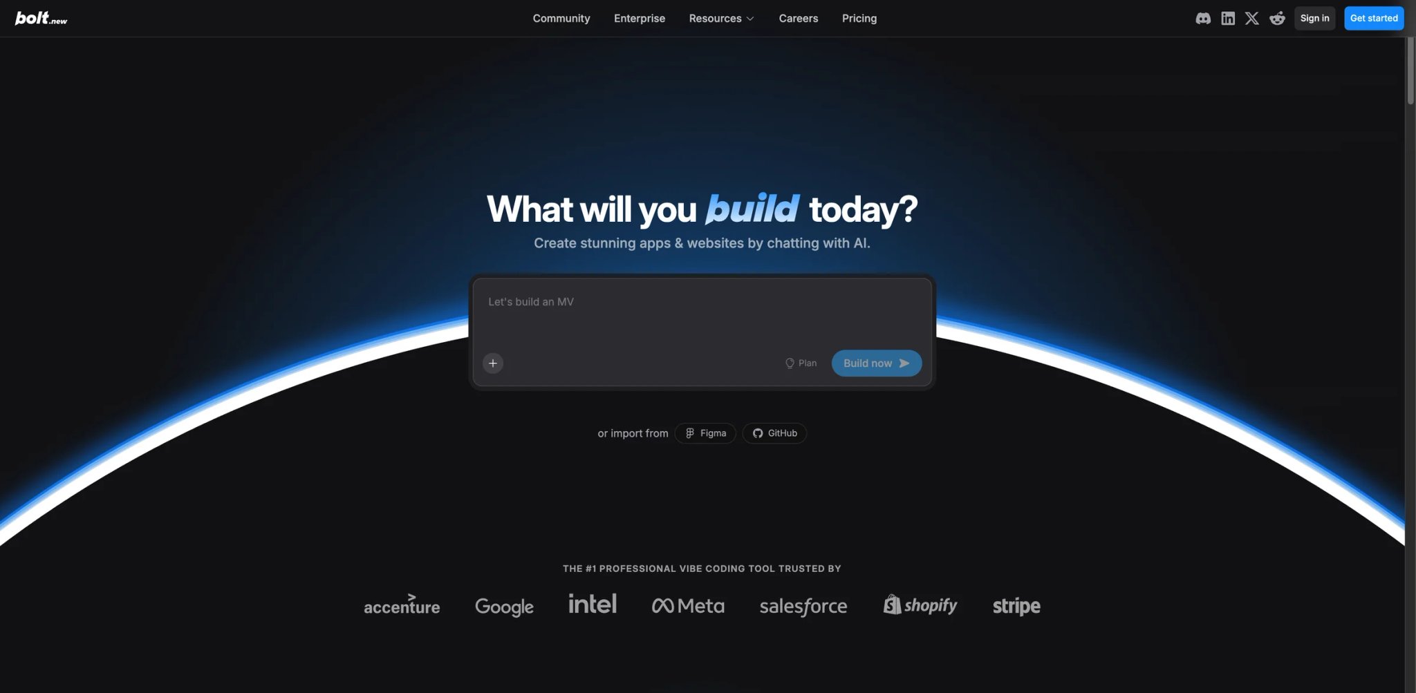 bolt.new interface showing full-stack app generation in a browser-based Node.js environment