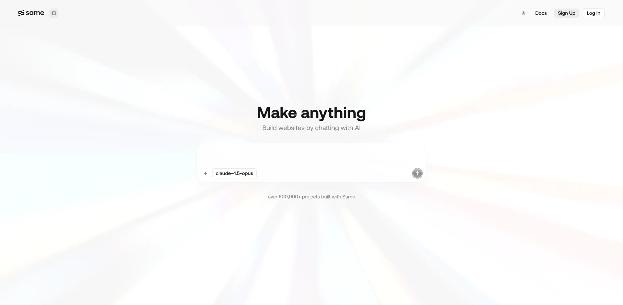 Same interface showing URL-based website cloning and full-stack Next.js generation