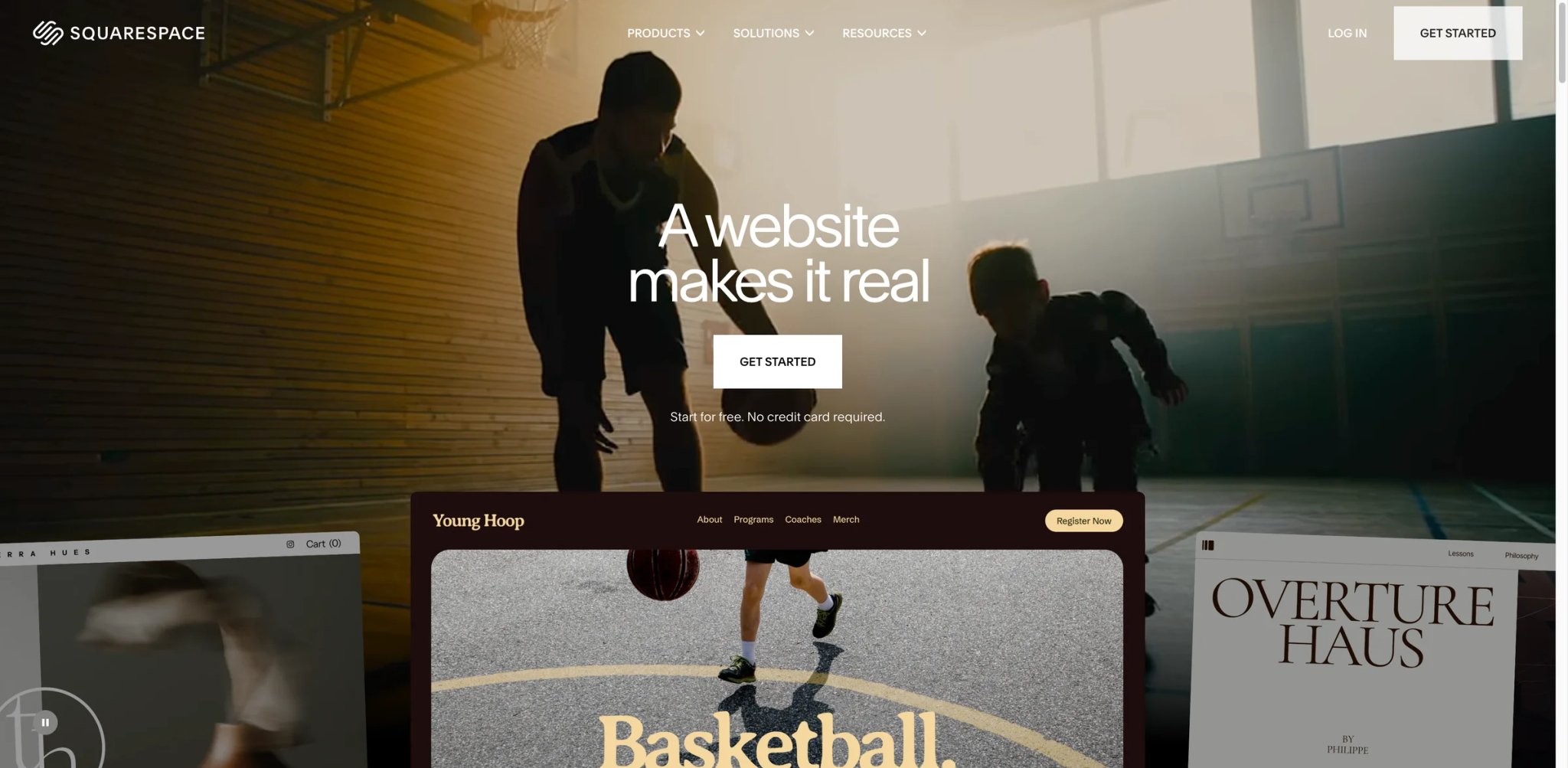 Squarespace interface showing Blueprint AI template selection and onboarding wizard