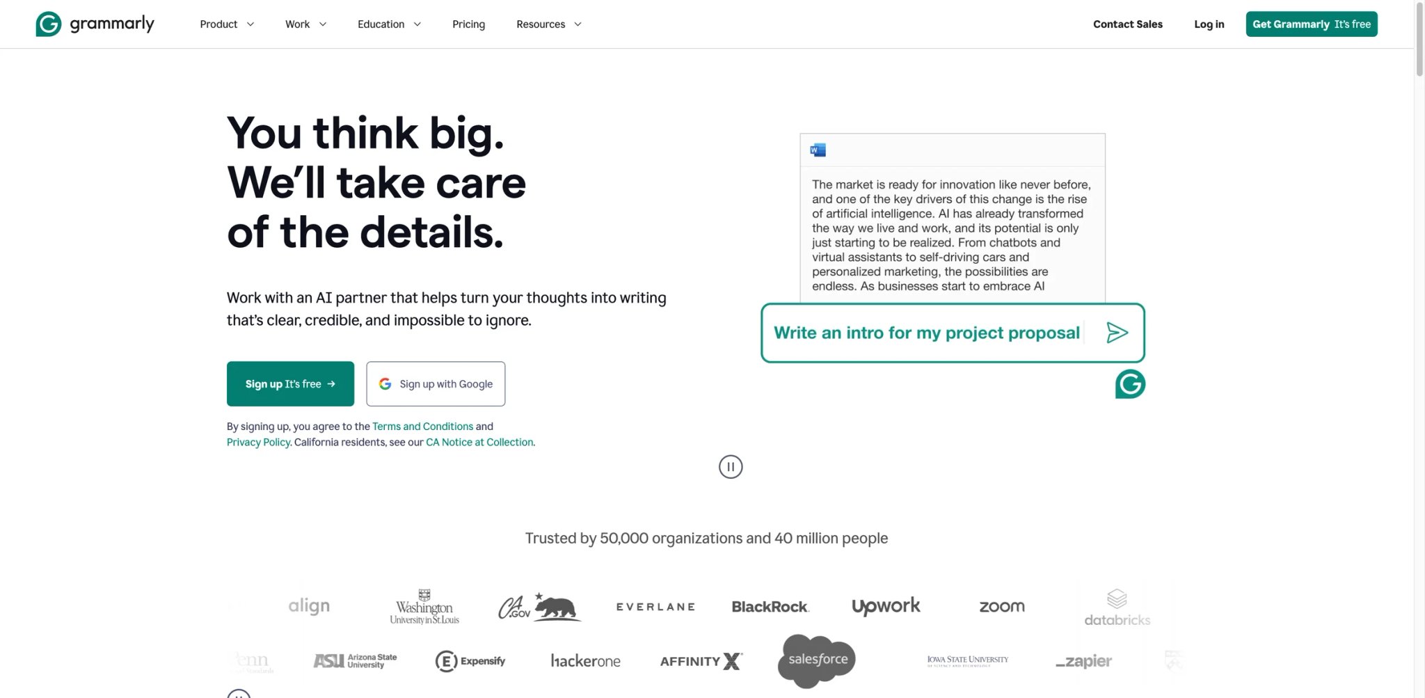 Grammarly interface showing writing suggestions and tone rewrites