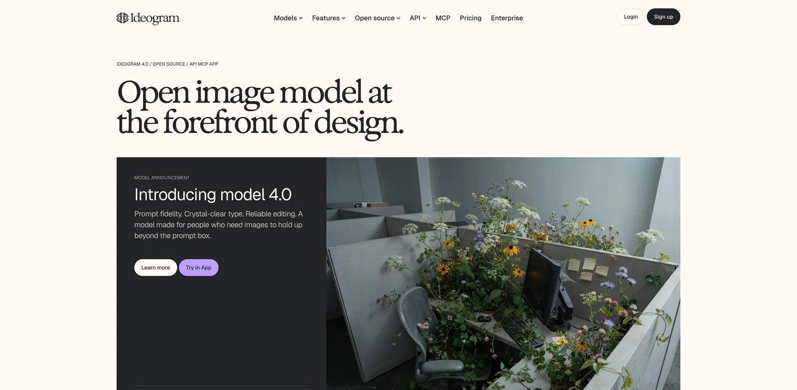 Ideogram interface showing prompt-based image generation with readable typography controls
